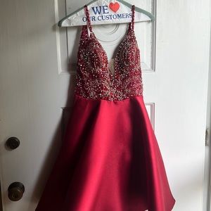 JVN by jovani red beaded prom/homecoming dress